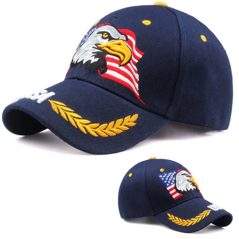 IZUS USA-Flag Eagles-Hat American Baseball-Cap Embroidered Base-Ball Dad Hat Cap for Men Women Navy - Image 3